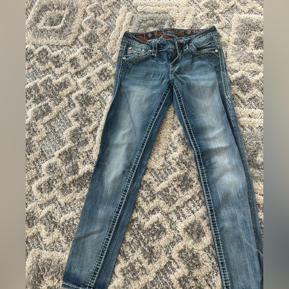 Rock Revival Distressed Blue Skinny Jeans